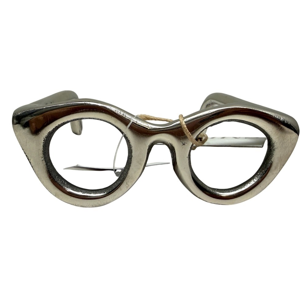 Smith & Gold Modern Decor Silver Tone Metal Sculpture Eyeglasses Home Accent 6in